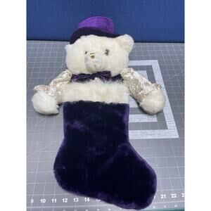 Dan Dee Collector Choice Plush Stuffed Teddy Bear Christmas Stocking Rare Purple